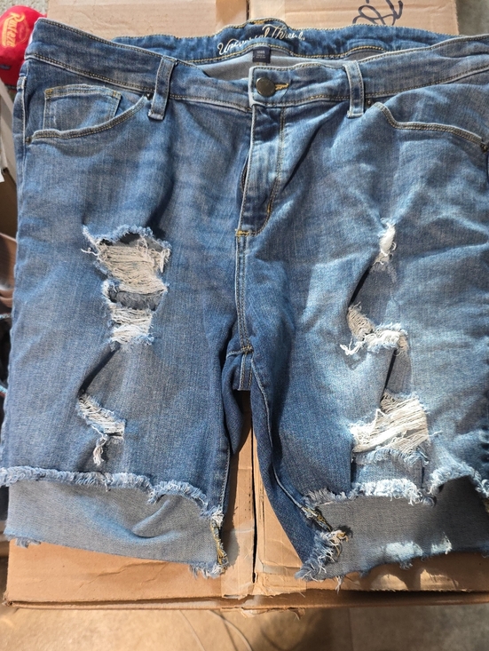 Universal Thread Pants - Universal Thread Blue High-Rise Denim Shorts with Contrast Stitching
